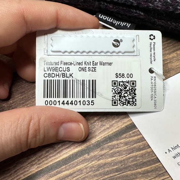 Lululemon Textured Fleece Lined Knit Ear Warmer NWT ONE SIZE (C8DH/BLK) - Picture 6 of 9